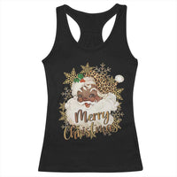 Funny Retro Black Santa Merry Christmas Leopard Racerback Tank Top - Wonder Print Shop