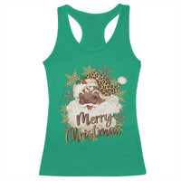 Funny Retro Black Santa Merry Christmas Leopard Racerback Tank Top - Wonder Print Shop