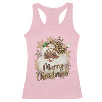 Funny Retro Black Santa Merry Christmas Leopard Racerback Tank Top - Wonder Print Shop