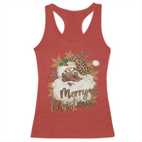Funny Retro Black Santa Merry Christmas Leopard Racerback Tank Top - Wonder Print Shop