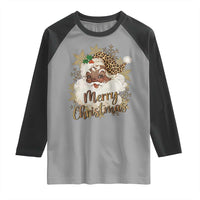 Funny Retro Black Santa Merry Christmas Leopard Raglan Shirt - Wonder Print Shop