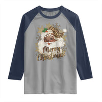Funny Retro Black Santa Merry Christmas Leopard Raglan Shirt - Wonder Print Shop