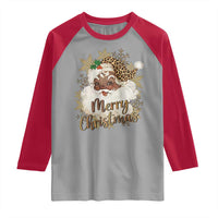 Funny Retro Black Santa Merry Christmas Leopard Raglan Shirt - Wonder Print Shop