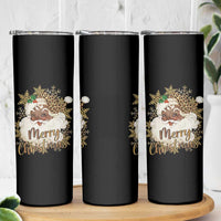 Funny Retro Black Santa Merry Christmas Leopard Skinny Tumbler - Wonder Print Shop