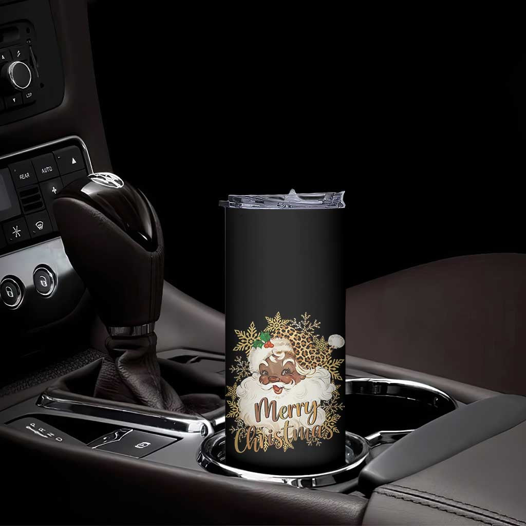 Funny Retro Black Santa Merry Christmas Leopard Skinny Tumbler - Wonder Print Shop