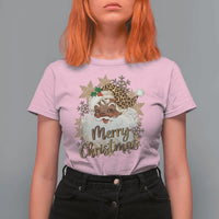 Funny Retro Black Santa Merry Christmas Leopard T Shirt For Women - Wonder Print Shop