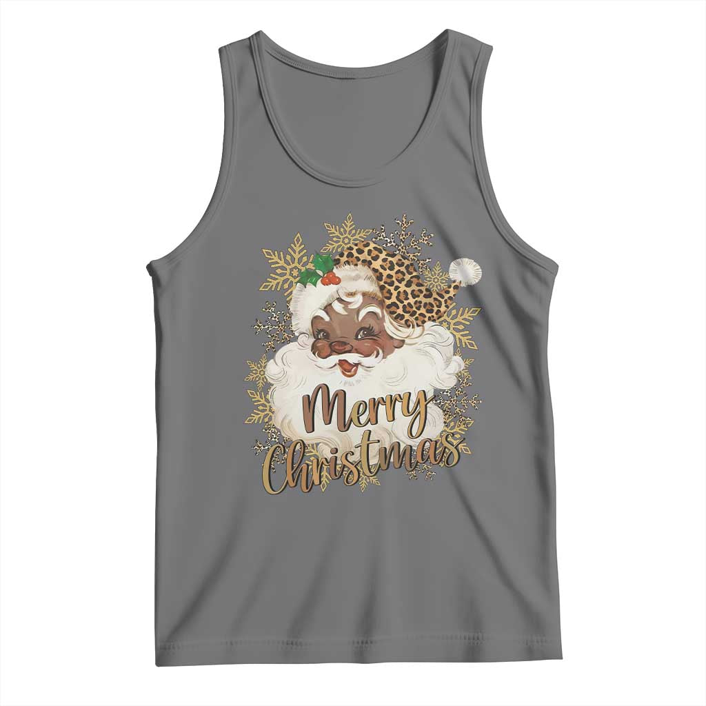 Funny Retro Black Santa Merry Christmas Leopard Tank Top - Wonder Print Shop