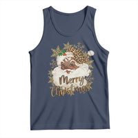 Funny Retro Black Santa Merry Christmas Leopard Tank Top - Wonder Print Shop
