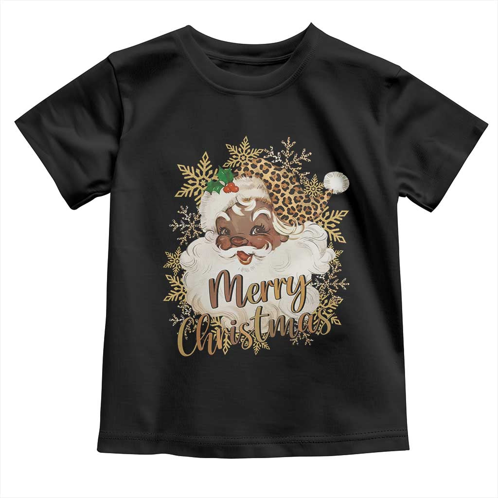 Funny Retro Black Santa Merry Christmas Leopard Toddler T Shirt - Wonder Print Shop