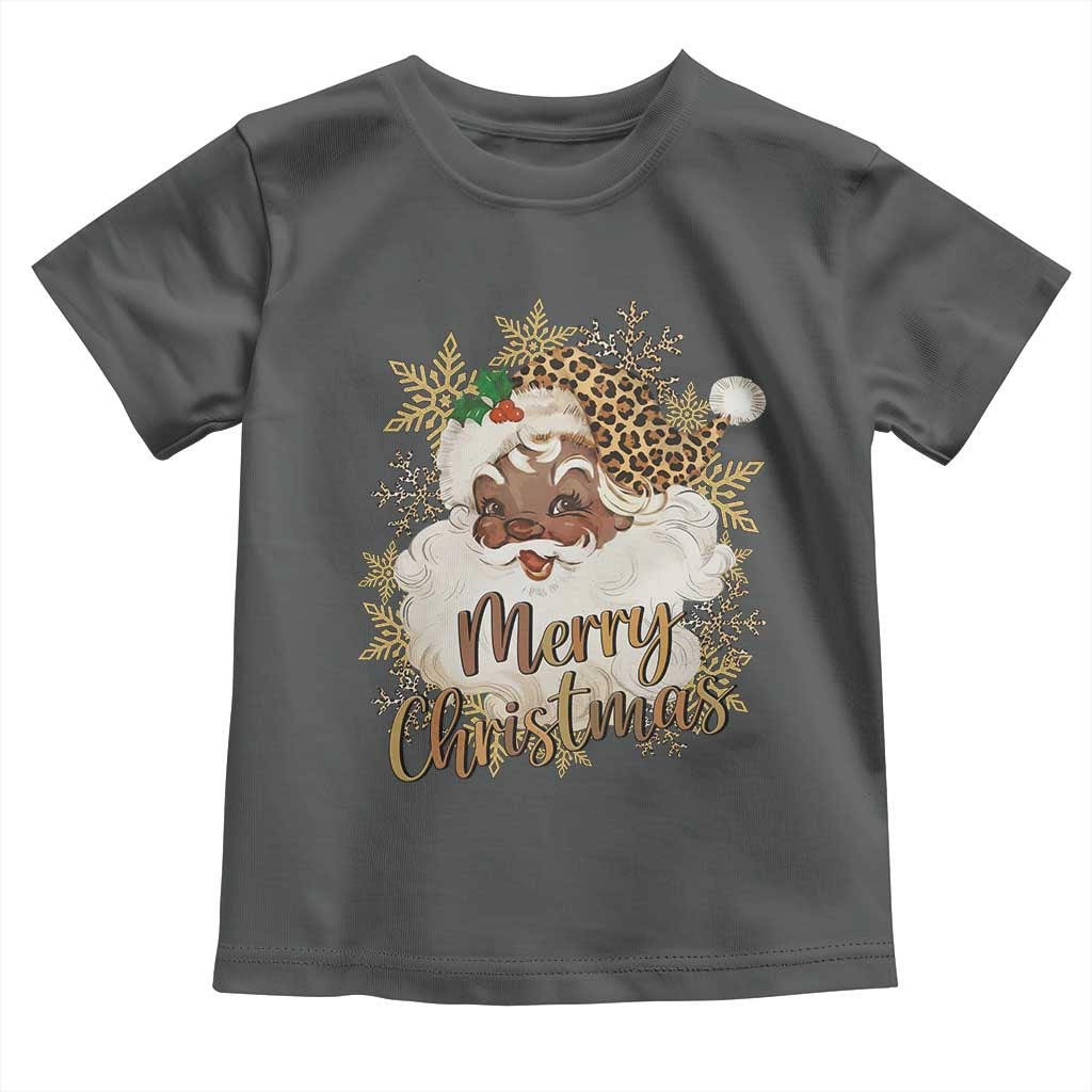 Funny Retro Black Santa Merry Christmas Leopard Toddler T Shirt - Wonder Print Shop