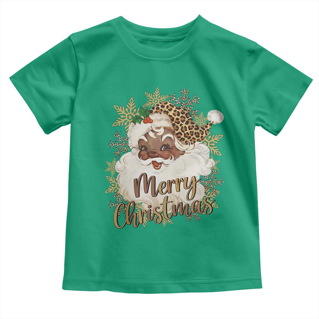 Funny Retro Black Santa Merry Christmas Leopard Toddler T Shirt - Wonder Print Shop