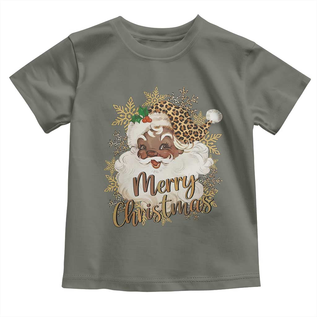 Funny Retro Black Santa Merry Christmas Leopard Toddler T Shirt - Wonder Print Shop
