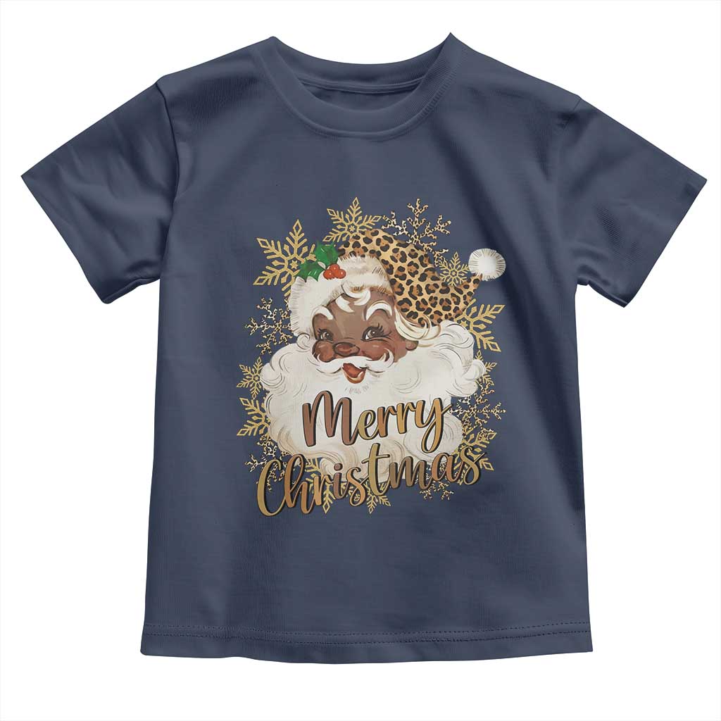 Funny Retro Black Santa Merry Christmas Leopard Toddler T Shirt - Wonder Print Shop