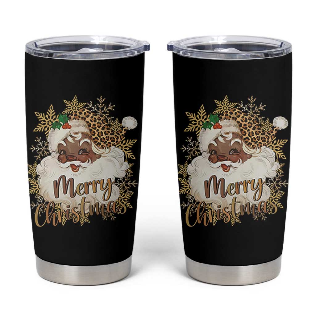 Funny Retro Black Santa Merry Christmas Leopard Tumbler Cup - Wonder Print Shop