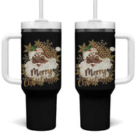 Funny Retro Black Santa Merry Christmas Leopard Tumbler With Handle - Wonder Print Shop
