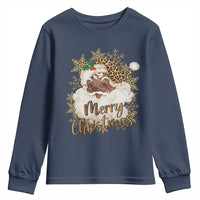 Funny Retro Black Santa Merry Christmas Leopard Youth Sweatshirt - Wonder Print Shop