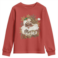 Funny Retro Black Santa Merry Christmas Leopard Youth Sweatshirt - Wonder Print Shop