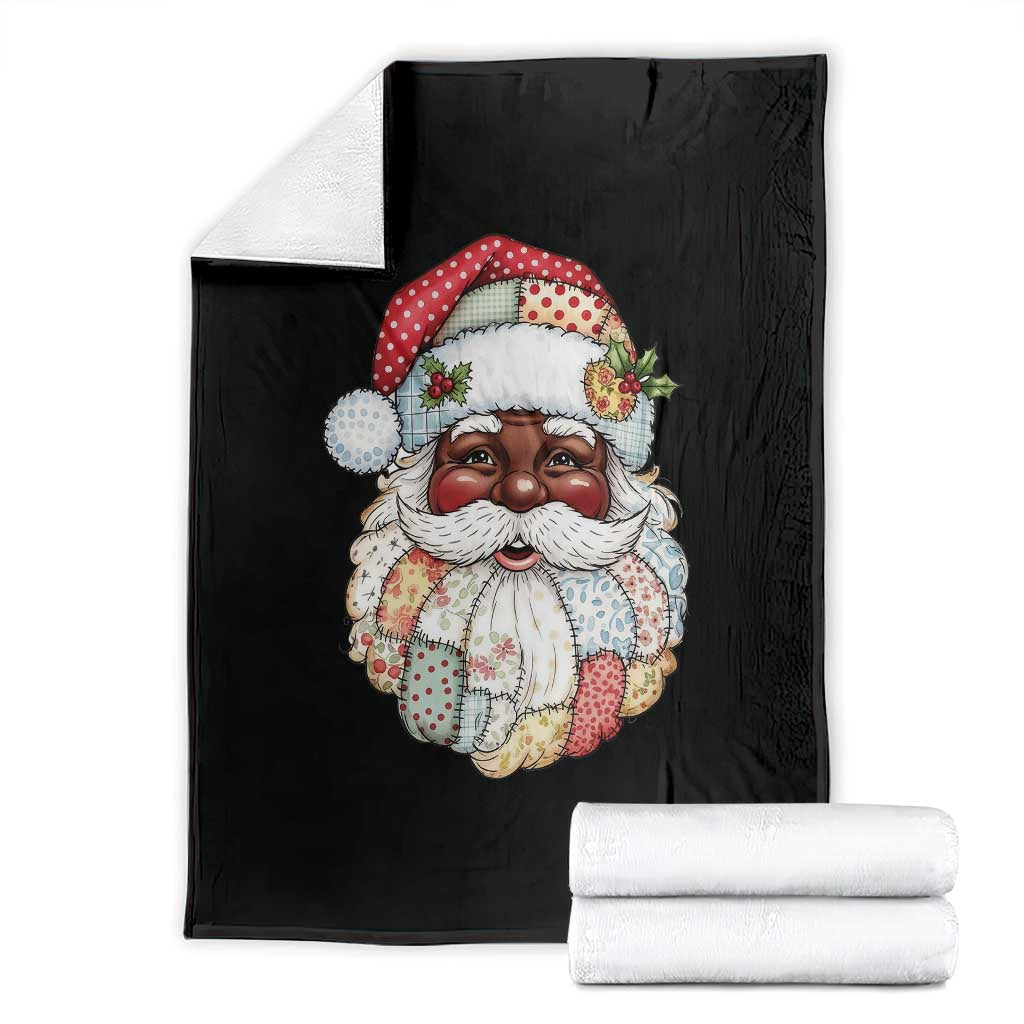 African American Christmas Retro Patchwork Black Santa Throw Blanket - Wonder Print Shop