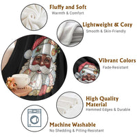 African American Christmas Retro Patchwork Black Santa Throw Blanket - Wonder Print Shop