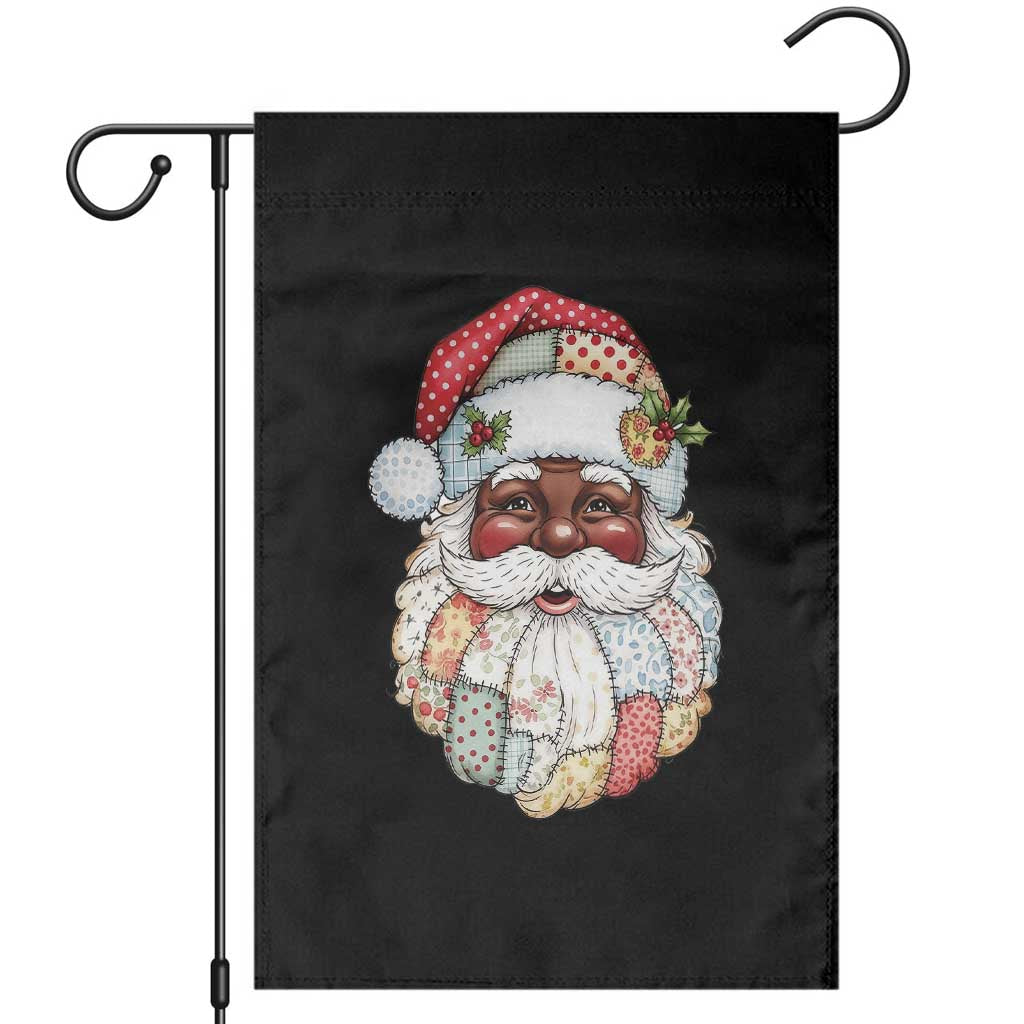 African American Christmas Retro Patchwork Black Santa Garden Flag - Wonder Print Shop