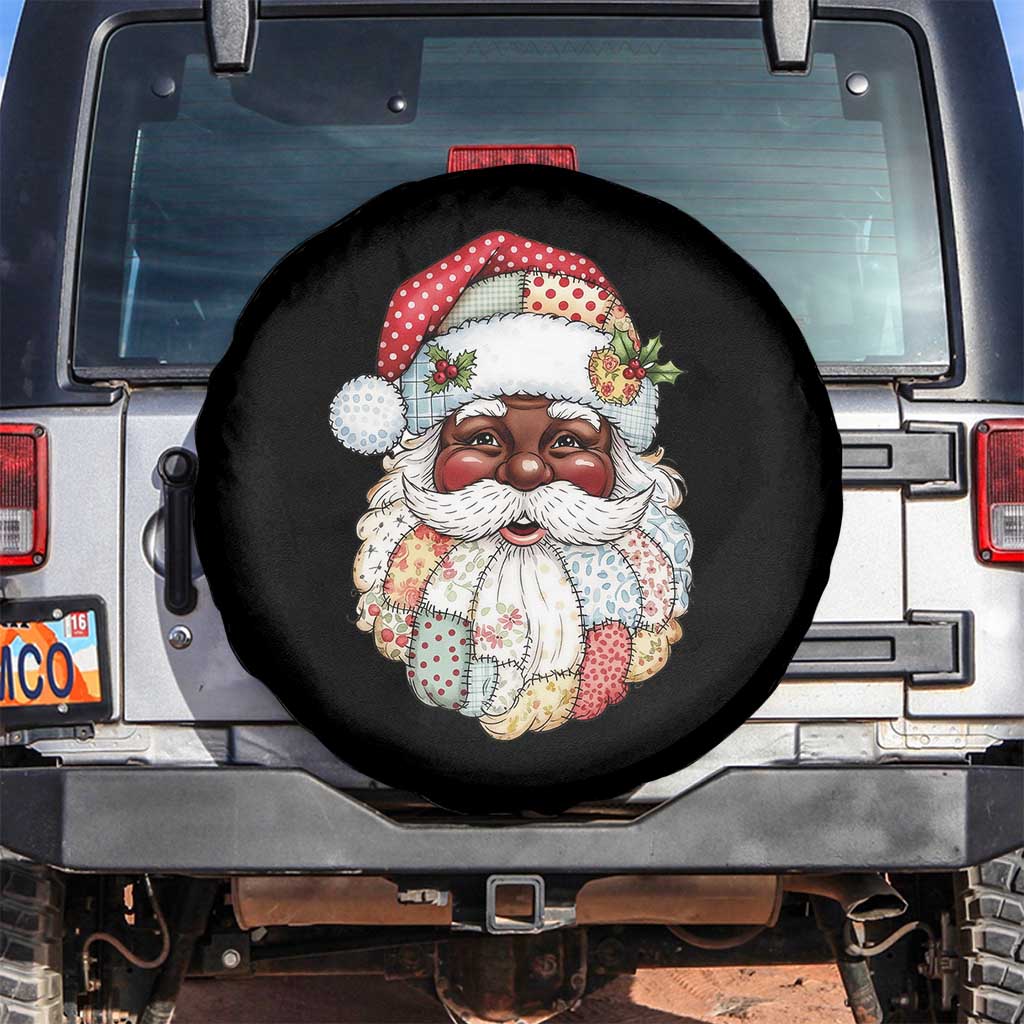 African American Christmas Retro Patchwork Black Santa Spare Tire Cover - Wonder Print Shop