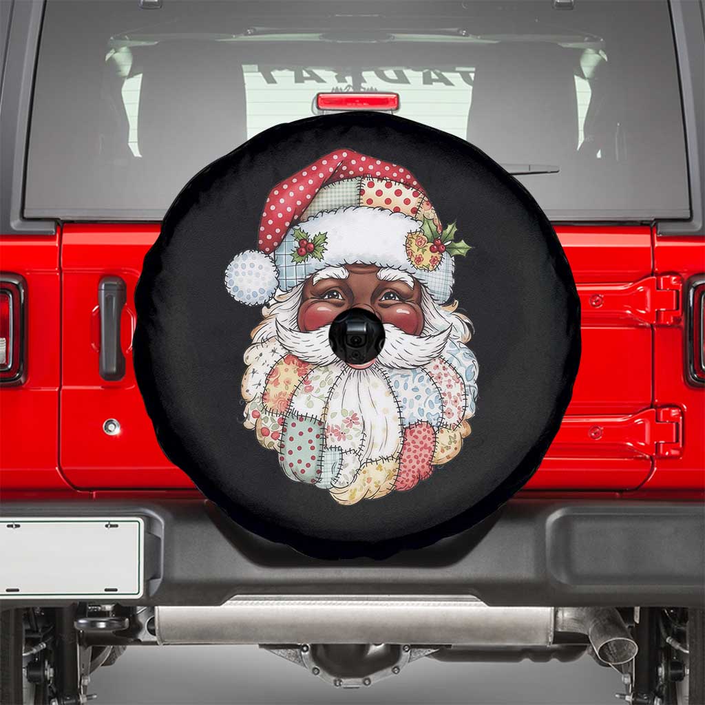 African American Christmas Retro Patchwork Black Santa Spare Tire Cover - Wonder Print Shop
