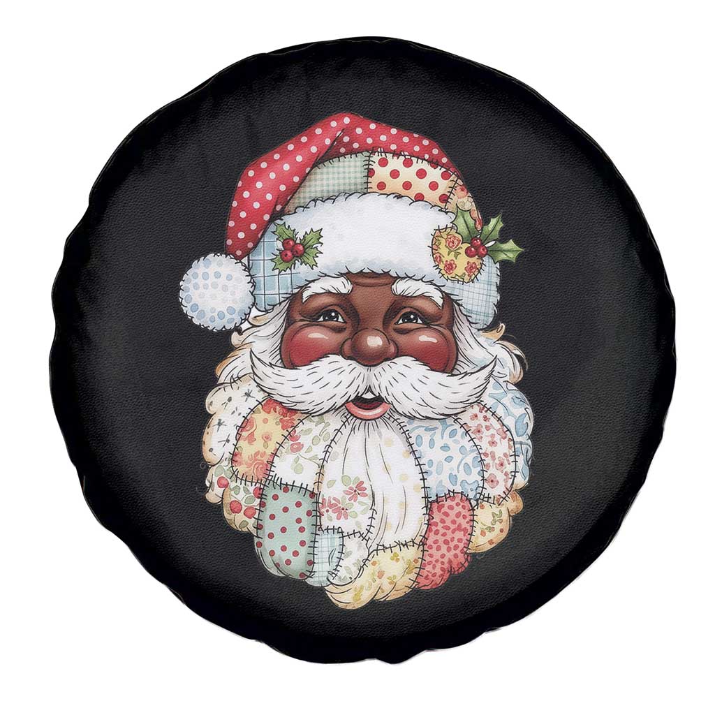 African American Christmas Retro Patchwork Black Santa Spare Tire Cover - Wonder Print Shop
