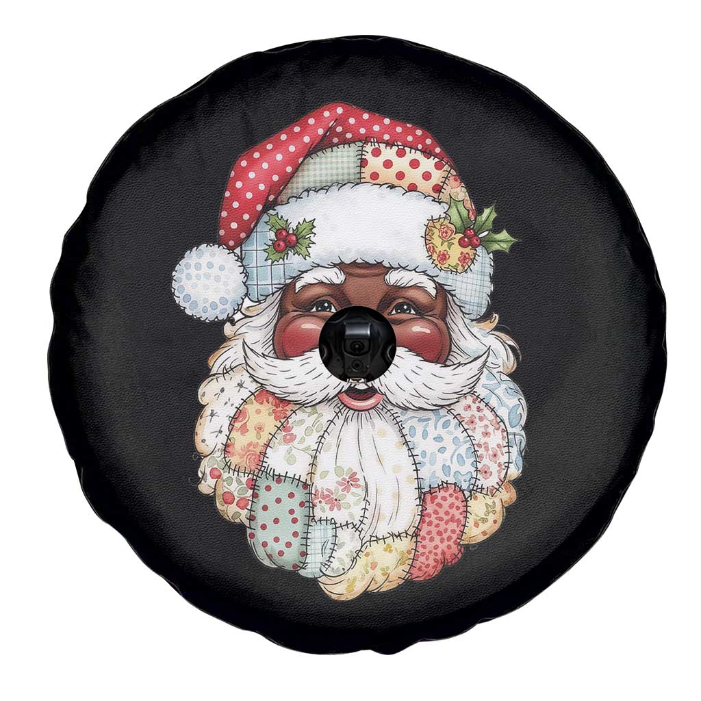 African American Christmas Retro Patchwork Black Santa Spare Tire Cover - Wonder Print Shop