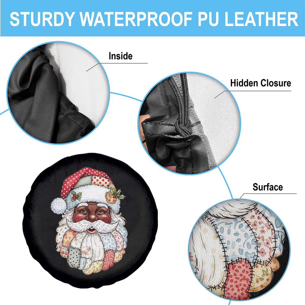 African American Christmas Retro Patchwork Black Santa Spare Tire Cover - Wonder Print Shop