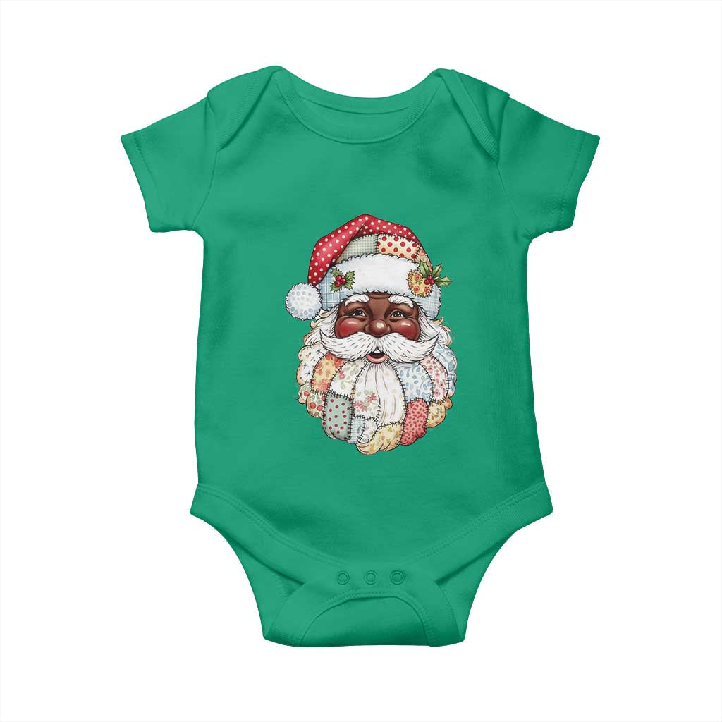 African American Christmas Retro Patchwork Black Santa Baby Onesie - Wonder Print Shop