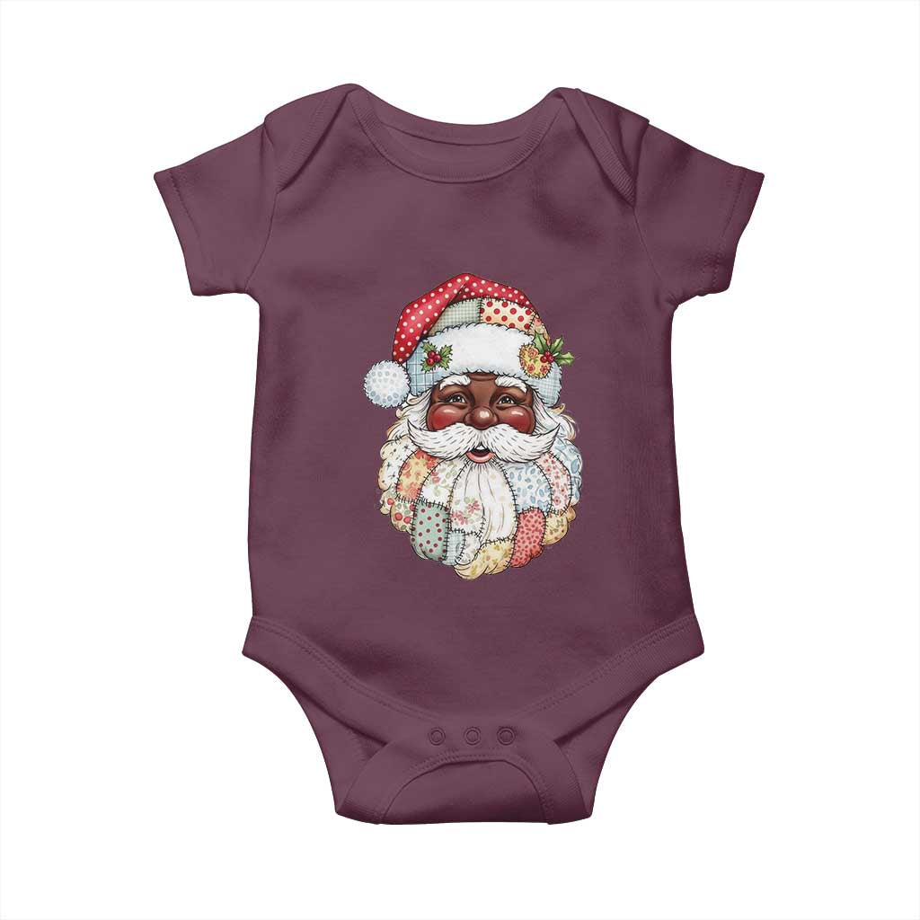 African American Christmas Retro Patchwork Black Santa Baby Onesie - Wonder Print Shop