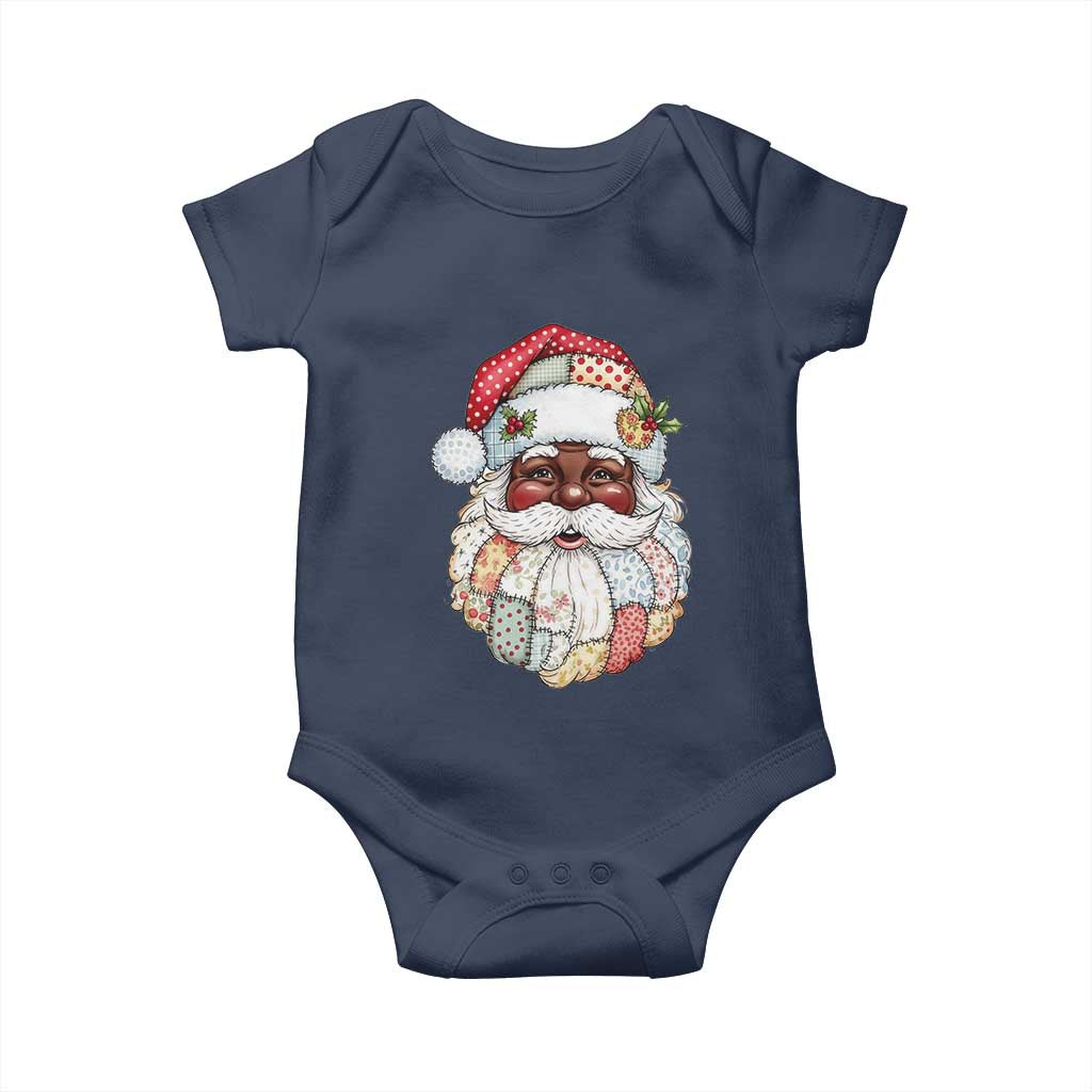 African American Christmas Retro Patchwork Black Santa Baby Onesie - Wonder Print Shop