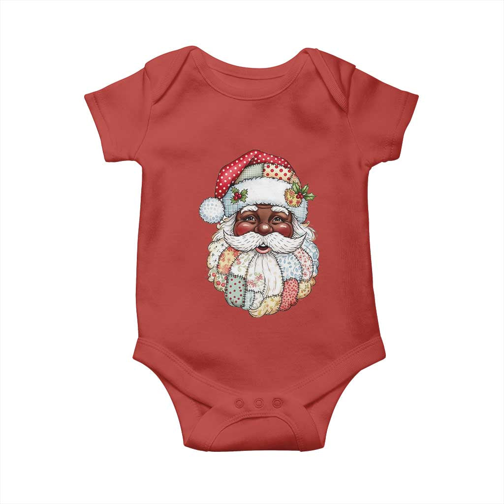 African American Christmas Retro Patchwork Black Santa Baby Onesie - Wonder Print Shop