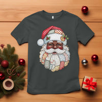 African American Christmas Retro Patchwork Black Santa T Shirt - Wonder Print Shop
