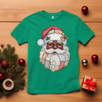 African American Christmas Retro Patchwork Black Santa T Shirt - Wonder Print Shop