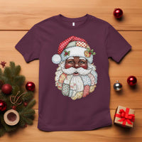 African American Christmas Retro Patchwork Black Santa T Shirt - Wonder Print Shop