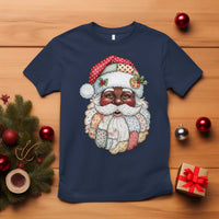 African American Christmas Retro Patchwork Black Santa T Shirt - Wonder Print Shop