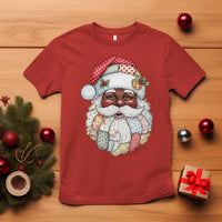 African American Christmas Retro Patchwork Black Santa T Shirt - Wonder Print Shop