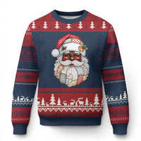 African American Xmas Retro Patchwork Black Santa Ugly Christmas Sweater - Wonder Print Shop