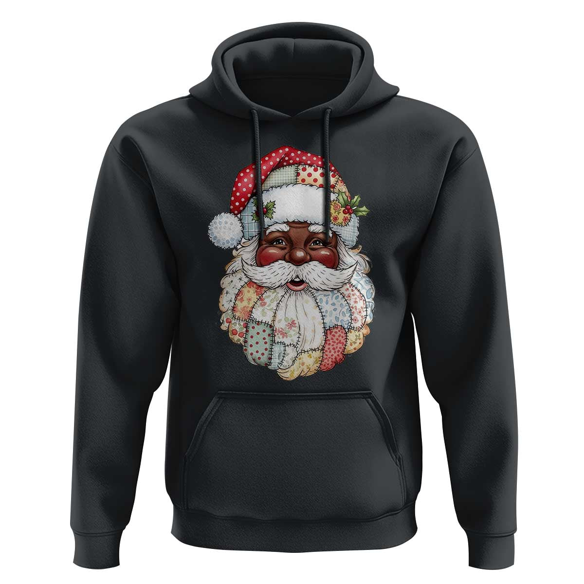 African American Christmas Retro Patchwork Black Santa Hoodie - Wonder Print Shop