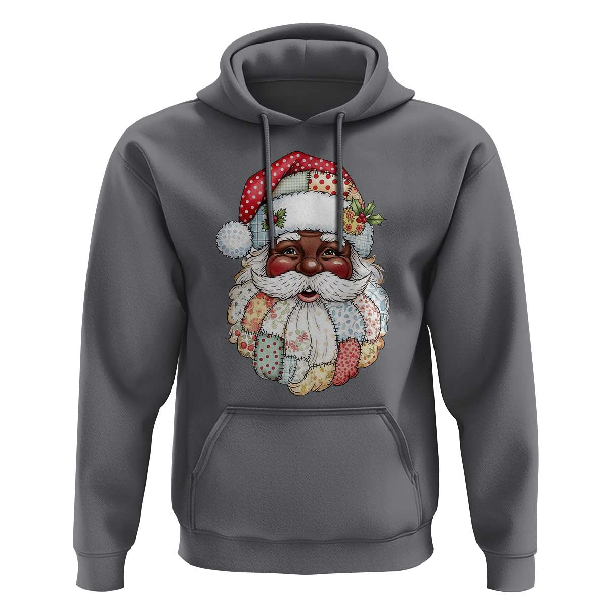 African American Christmas Retro Patchwork Black Santa Hoodie - Wonder Print Shop