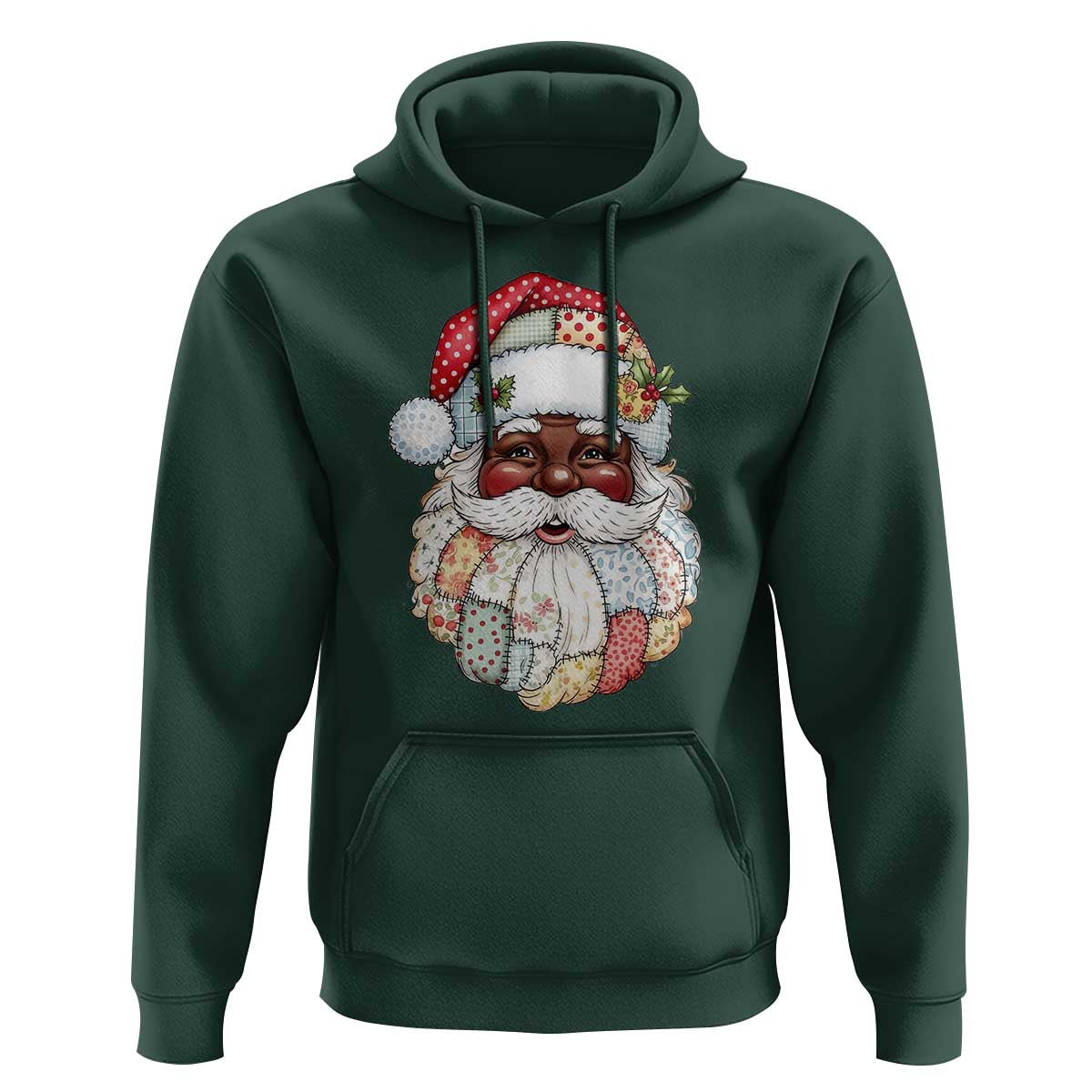 African American Christmas Retro Patchwork Black Santa Hoodie - Wonder Print Shop