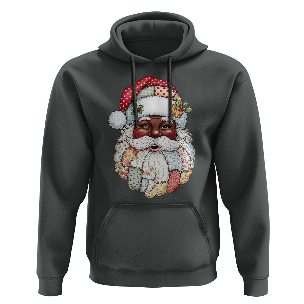 African American Christmas Retro Patchwork Black Santa Hoodie - Wonder Print Shop