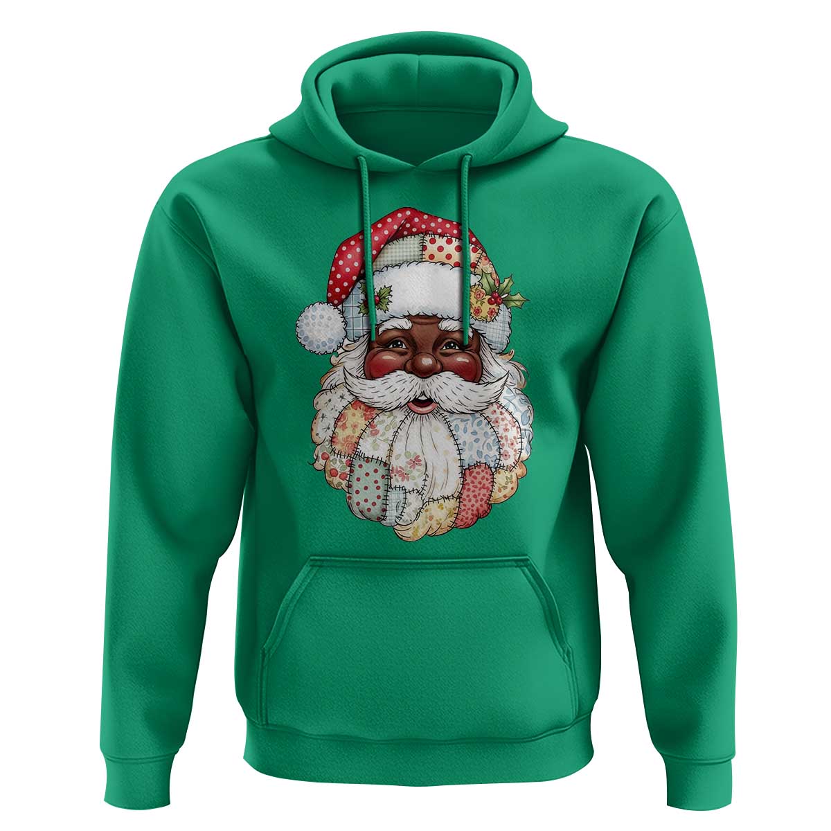 African American Christmas Retro Patchwork Black Santa Hoodie - Wonder Print Shop