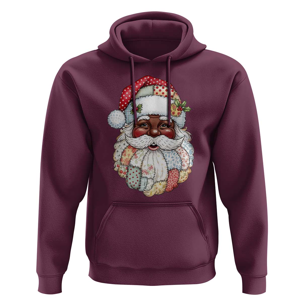 African American Christmas Retro Patchwork Black Santa Hoodie - Wonder Print Shop