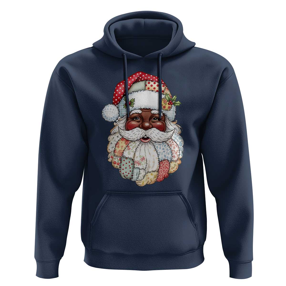 African American Christmas Retro Patchwork Black Santa Hoodie - Wonder Print Shop