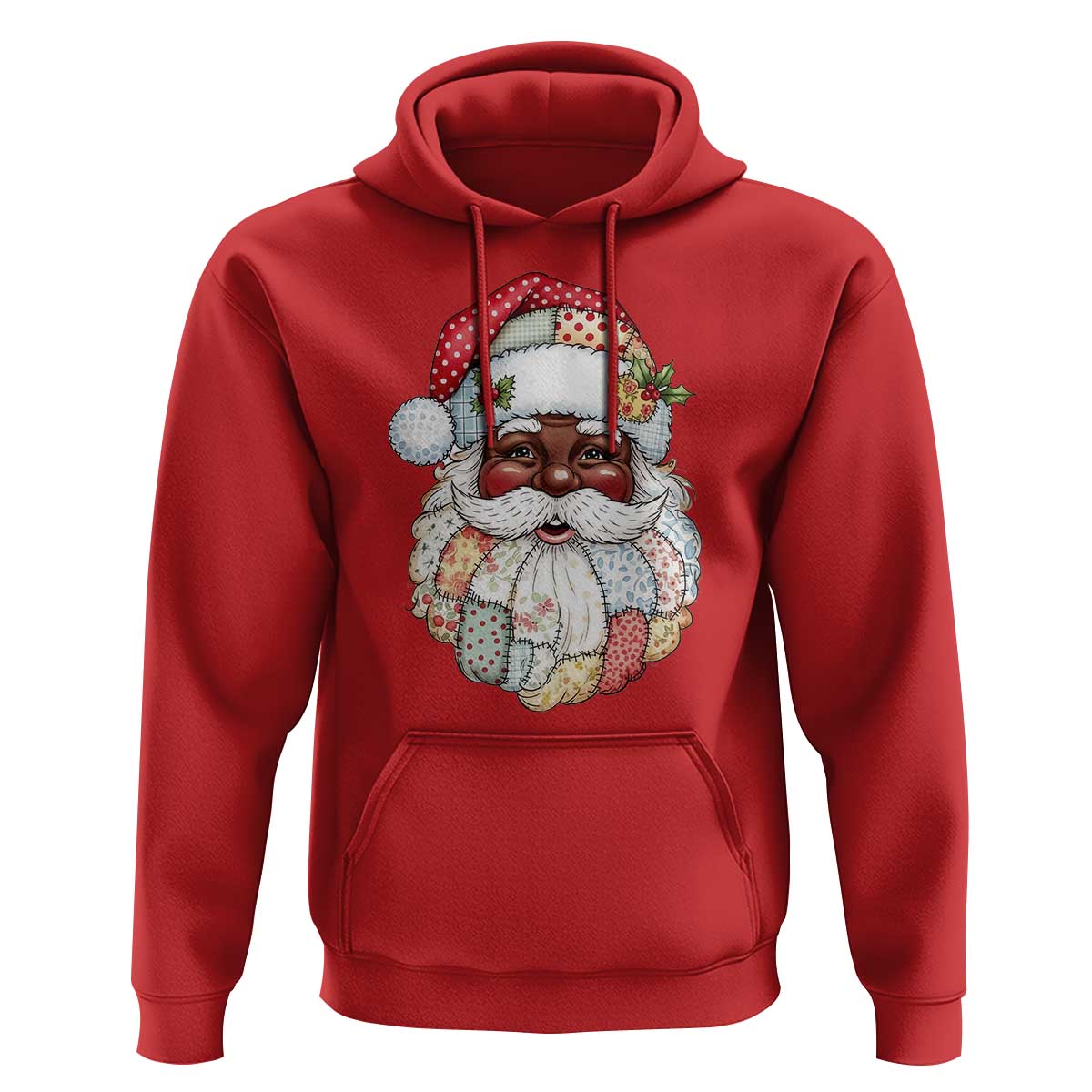 African American Christmas Retro Patchwork Black Santa Hoodie - Wonder Print Shop
