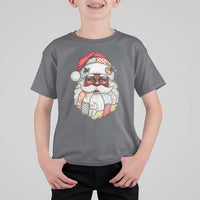 African American Christmas Retro Patchwork Black Santa T Shirt For Kid - Wonder Print Shop
