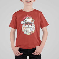 African American Christmas Retro Patchwork Black Santa T Shirt For Kid - Wonder Print Shop