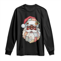 African American Christmas Retro Patchwork Black Santa Long Sleeve Shirt - Wonder Print Shop